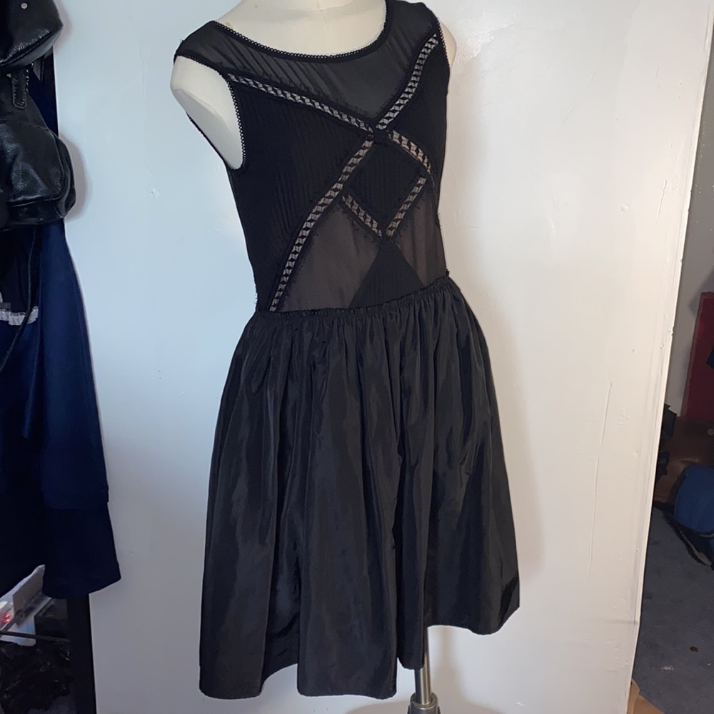 The kooples black dress size xs chiffon lace taffeta - Picture 2 of 10